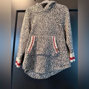 Roots Cabin Black & Cream Marled Kids Sweater with Red Trim